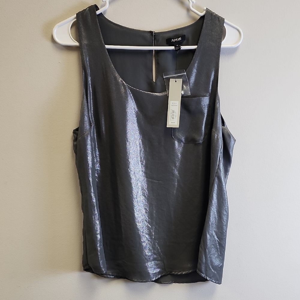 Apt. 9 Women's Shimmering Silver Sleeveless Blouse